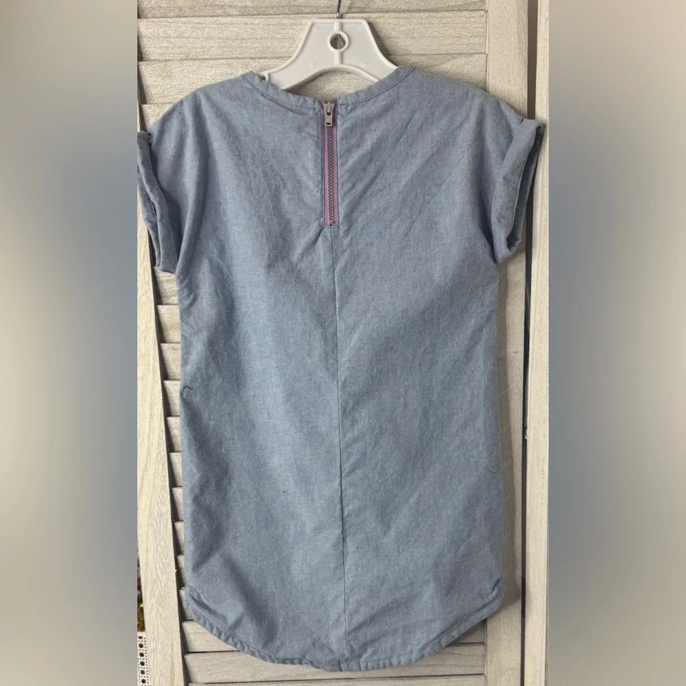 Gymboree Girls Chambray Denim Tunic Blouse Size 4T Lightweight Pocket Top Casual